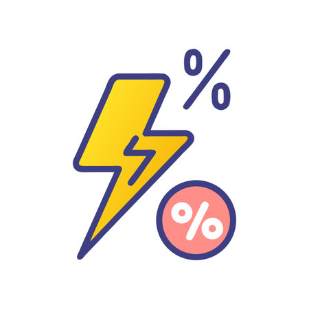 Flash Sale Promotion: Lightning Bolt with Percentage Sign Iconsのイラスト素材