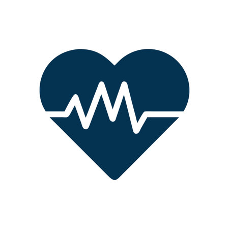 Blue Heart with EKG Waveform Medical Icon, Health and Wellness Concept