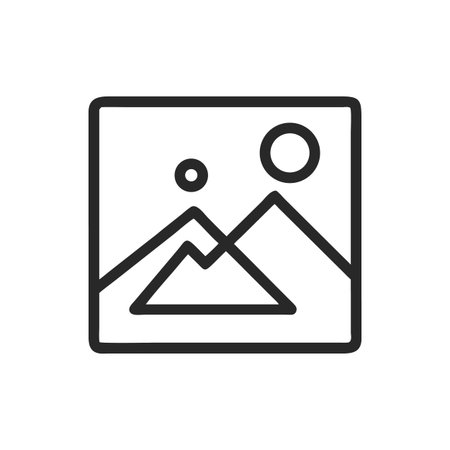 Simple Mountain Landscape Outline Icon, Illustration Design, Dark Gray Color