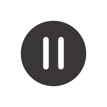 Dark Grey Pause Button Icon on Black Background for Media Control