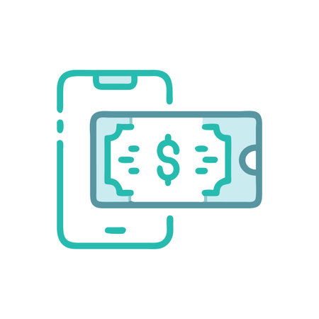 Mobile banking and payments: Smartphone with dollar bill icon on the screen.のイラスト素材