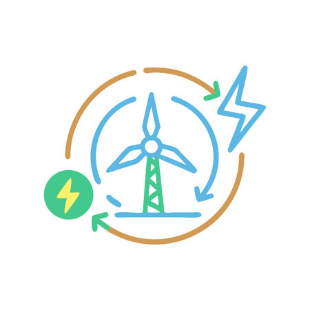 Renewable Energy Wind Turbine Illustration: Clean Electricity Generation and Sustainable Future
