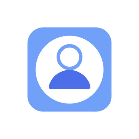 User Icon - Blue Person Symbol in Blue Square Frame - Vector