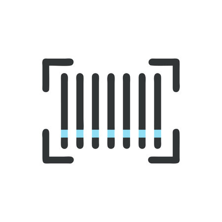 A clean modern icon of a barcode scanner symbol against black backdrop