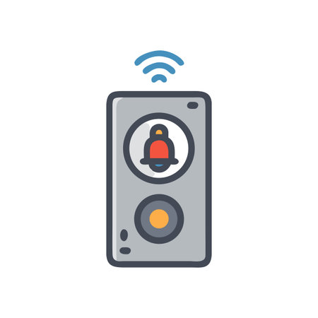 Smart home security notification device, wireless connected modern automation system illustrated on...