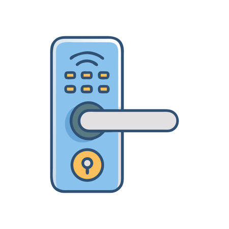 Digital smart lock on black background with modern design for home security systemsのイラスト素材