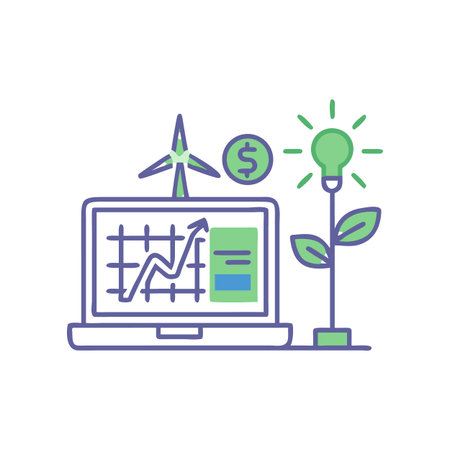 Sustainable Investments and Growth: A Conceptual Illustration of Green Technologies and Financial Marketsのイラスト素材