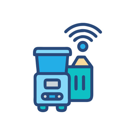 Smart Home Appliance: Icon of Connected Kitchen Device with Wireless Connectivityのイラスト素材