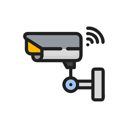Security Camera with Wireless Signal: Illustration of a Surveillance System for Safety and...