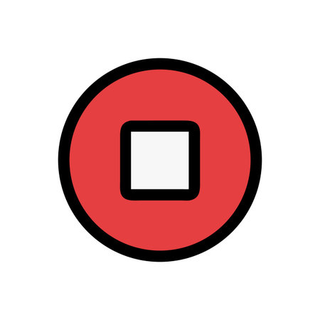 Red stop sign icon with white square for applications and user interfaces.