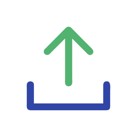 Stylized upload icon in green and blue on black background for web design projects