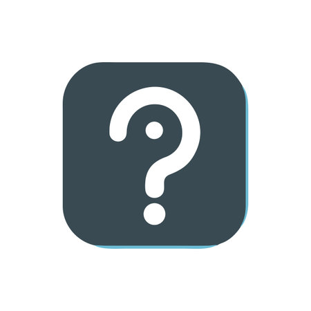 Question Mark Icon in Dark Grey Rounded Square with Light Blue Outline