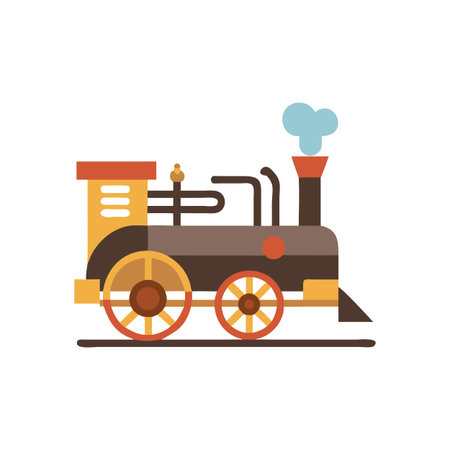 Vintage Steam Train Illustration: Retro Locomotive on Black Background