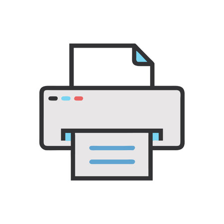 Printer icon illustration of document printing and office equipment device