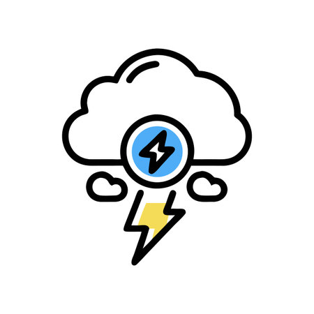 Abstract lightning bolt  concept on a black background with minimalist style and vibrant colors