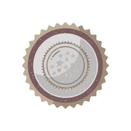 Vintage Inspired Star Badge with Distressed Texture and Neutral Color Palette for Versatile Designのイラスト素材