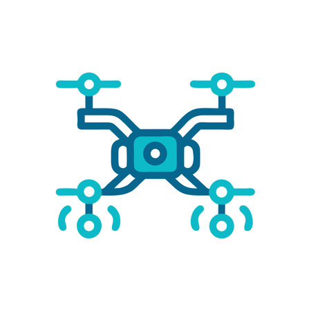 Minimalist Teal Drone Icon on Black Background - Aerial Photography Symbolのイラスト素材