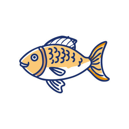 Cartoon Goldfish Illustration on Black Background: Cute, Simple Aquatic Animal