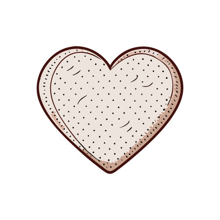 Isolated heart shape illustration with polka dots and a brown border on black backgroundのイラスト素材