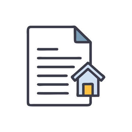 Real estate document icon featuring a home and paper isolated against a black backgroundのイラスト素材