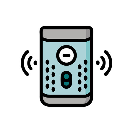 Blue Smart Speaker Icon with Round Buttons and Black Background
