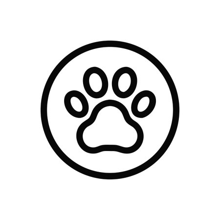 Paw Print Icon in Circle Outline - Animal, Dog, Cat Symbolのイラスト素材