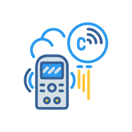 Connected Smart Home Device: Remote Control with Wireless Signal and Communicationのイラスト素材