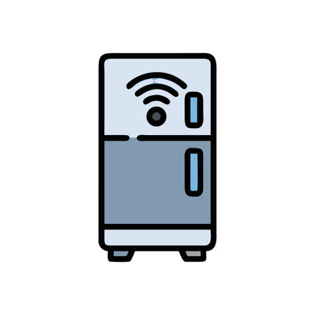 Smart Refrigerator Icon: Internet of Things, Connected Home Applianceのイラスト素材