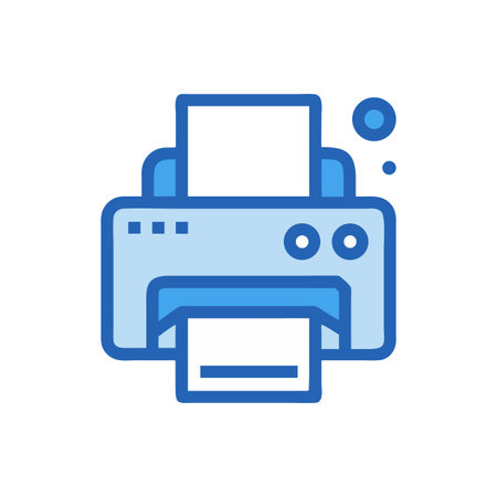 Blue Printer Icon: Printing, Office Equipment, Document Output and Technology