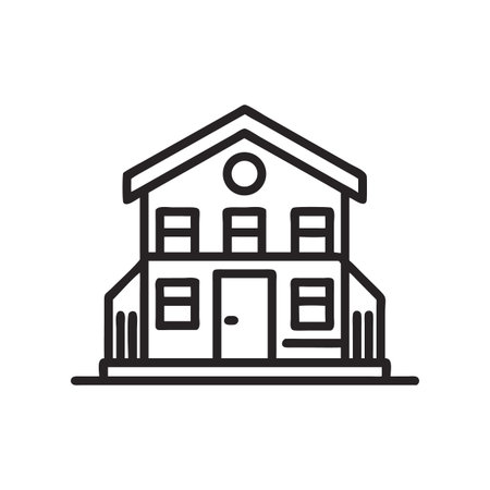 Two Story House Outline: Real Estate, Home Ownership, and Minimalist Architectureのイラスト素材