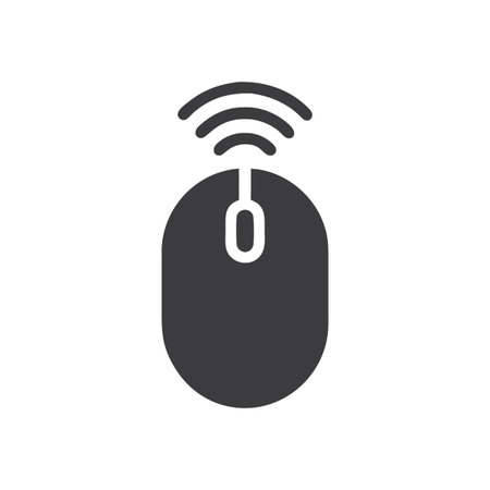 Wireless Computer Mouse Icon: Connectivity and Technology Concept Graphic on Blackのイラスト素材