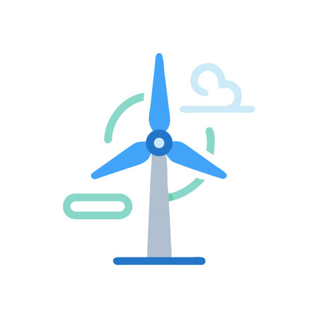 Simplified Wind Turbine Icon with Cloud Accent, Energy Efficiency and Clean Power