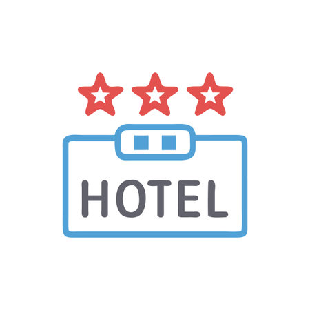 Hotel rating icon with stars and outline, isolated on black backdrop.のイラスト素材