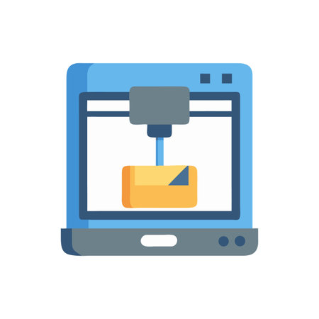 Stylized 3D Printer Illustration Demonstrating Technology and Innovation on Black Background