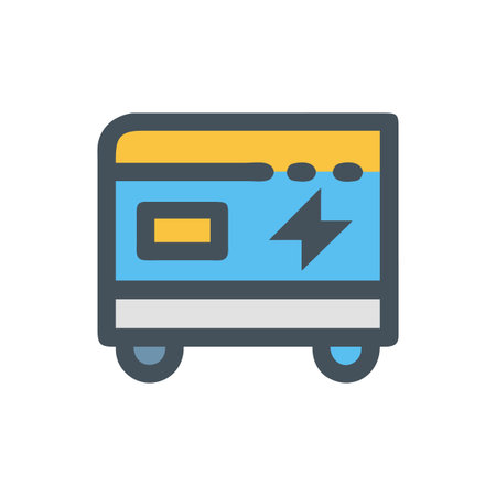 Stylized cartoon icon of a portable generator unit for power backup