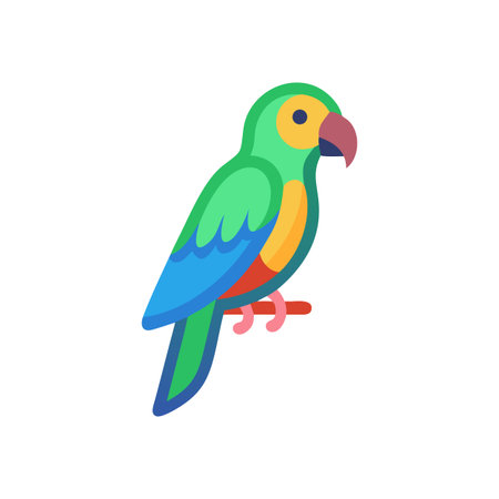 Colorful Parrot Illustration on a Black Background - Simple Tropical Bird Design