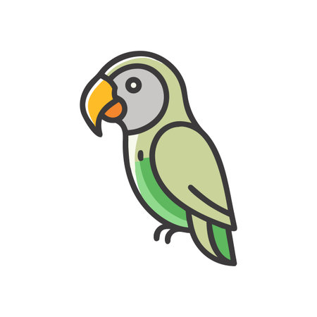 Minimalist vector illustration of a parrot in profile against a black background