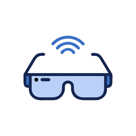 Smart Glasses Icon with Wireless Connection Indicator on Black Background for Technology Concepts