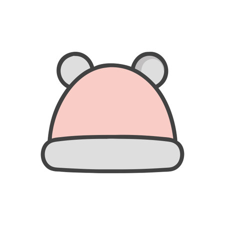 Whimsical winter hat illustration with bear ears on black background for commercial use