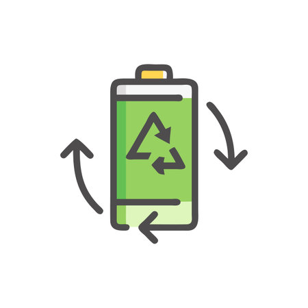 Eco-Friendly Battery Recycling Concept with Arrows in a Simple Graphic Style Illustration