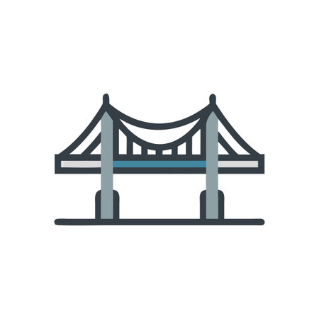 Stylized line art bridge design element on a black background for creative design projects.