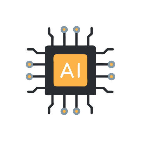 Stylized AI Microchip Illustration on Black Background for Technology and Innovation Concepts