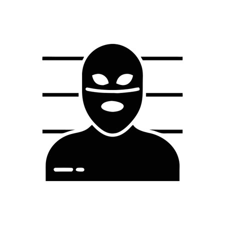 A minimalist black and white icon depicting a person wearing a full head coveringのイラスト素材