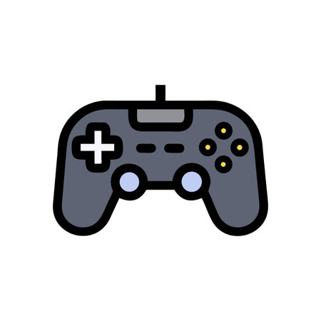 Gaming Controller Illustration: Vector Image of a Gray and Black Gamepad on Black Background