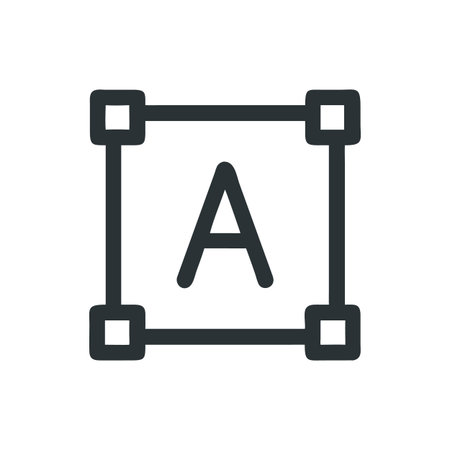 Vector icon with letter A and selection frame for text editing software