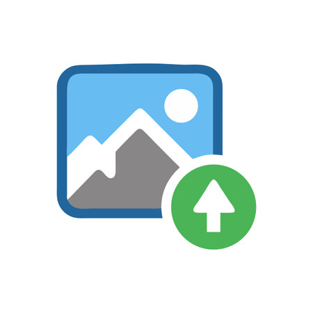 Vector illustration of uploading image to server, digital interface and cloud services platform.