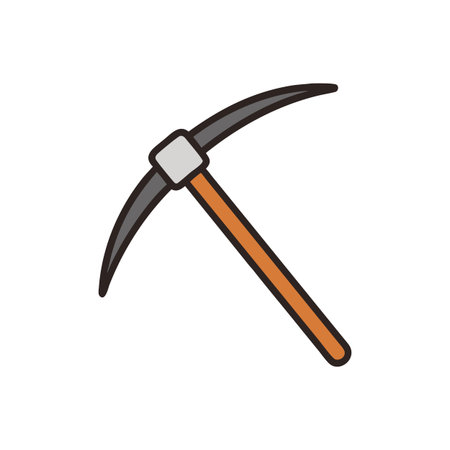 Isolated icon of a pickaxe tool on black background for construction and mining themes