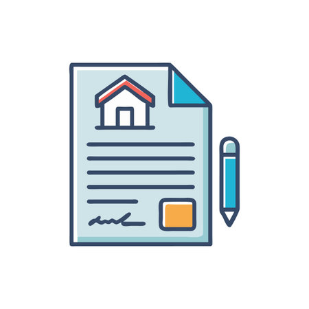 Real Estate Contract Document and Pencil, Mortgage or Home Ownership, Property Law and Legal Agreementのイラスト素材