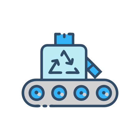 Recycling conveyor belt illustration with arrows in a flat design style