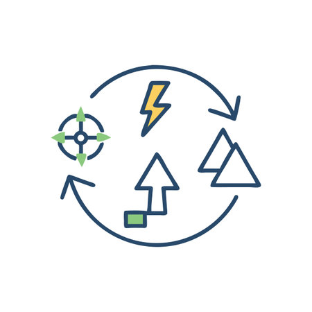 Circular Business Strategy Vector Illustration Featuring Target, Innovation, Goals and Growth